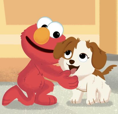 Elmo and his dog. Photo Credit: Hop! Channel